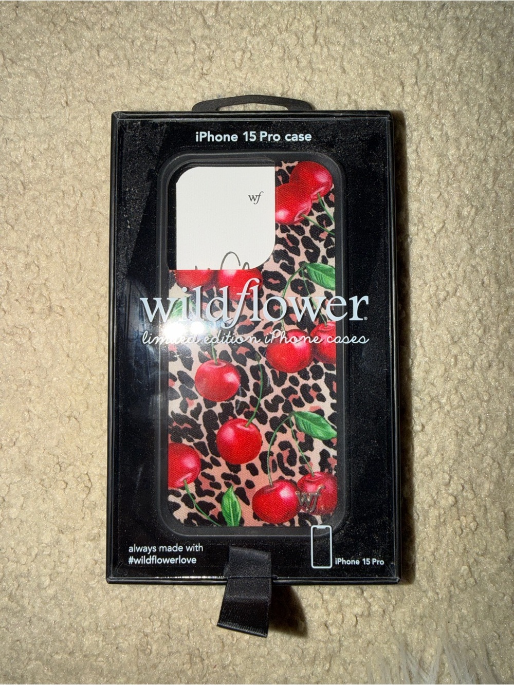 Wildflowers Cherry Leopard iPhone 15 Pro Case - Red, Green, Tan, Black